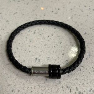 Montblanc black leather bracelet